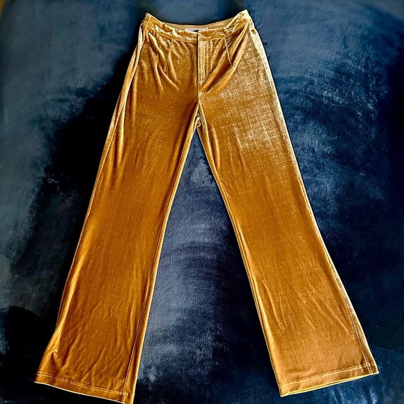 Hansen & Gretel Honey Mustard Velvet Flared Trousers - Picture 2 of 16